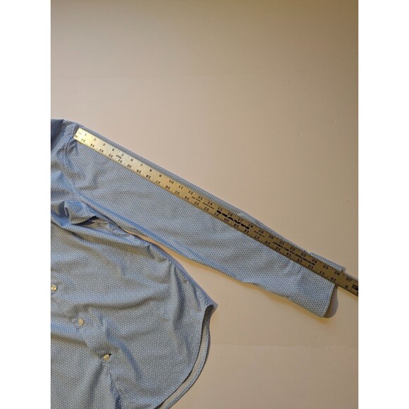 Bonobos Medium Tailored Fit Long Button Up Long Sleeve Shirt Blue White Graphic - Picture 10 of 11